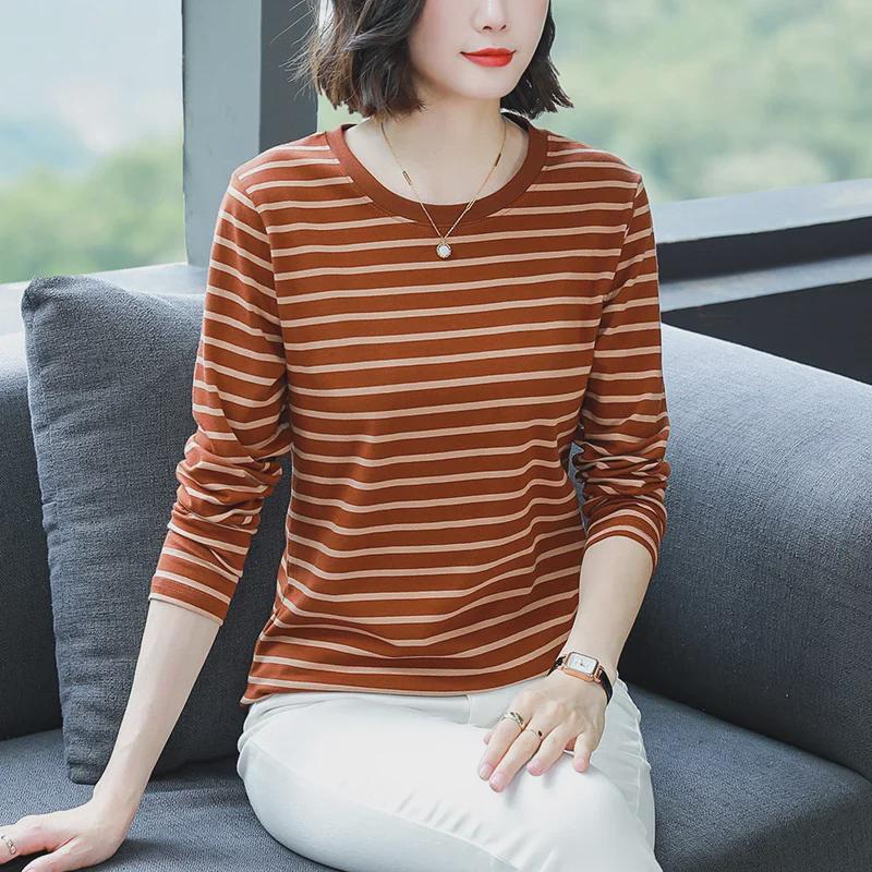 Women's Pure Cotton Long-Sleeve Autumn Top - Loose-Fit for Middle-Aged & Elderly