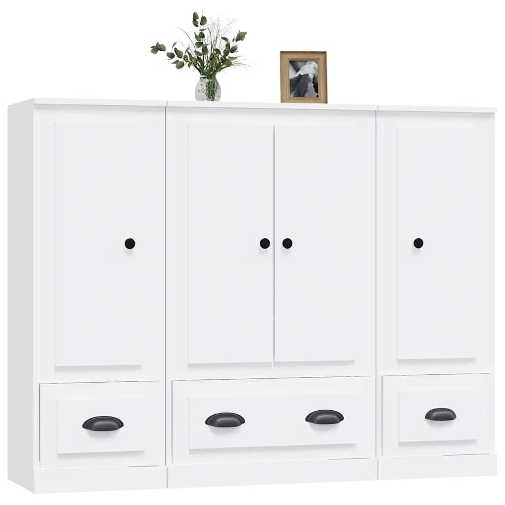 Highboards 3 pcs White Particleboard