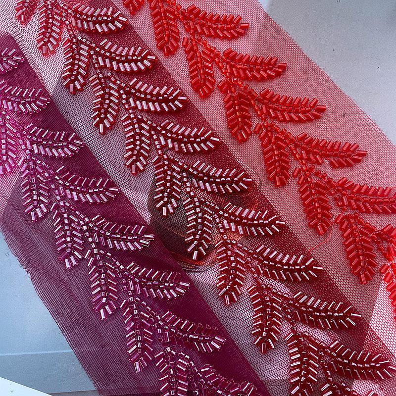 20yards Wheatear Leaf Beaded Lace Trim Embroidery Beading Ribbon Applique Trimming Tape DIY Sewing Clothing Accessories