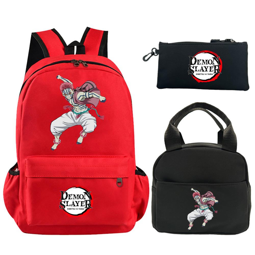 3Pcs/set Anime Demon Slayer Printed Backpack with Shoulder Bag Pencil Case for Teenager Student Boy Girl Large Capacity Waterproof Schoolbag Mochila