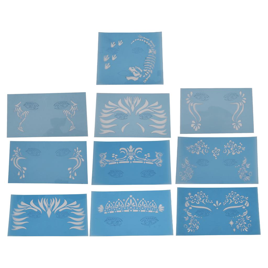 10 Sheet Face Paint Stencil PET Holiday Halloween Makeup Face Paint Template for Stage Performance