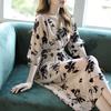 Women's Summer Korean Style V-Neck Niche High-End Waist-Cinching Temperament Dress Mid-Length Skirt