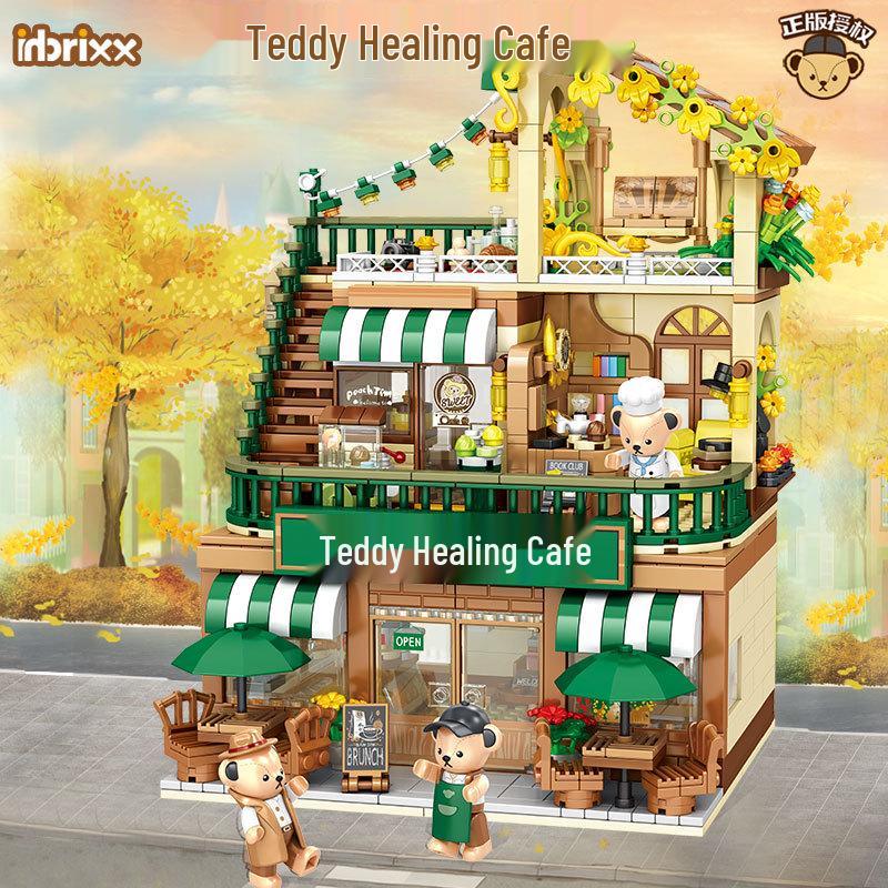 Chao Wan Ji Hu Kumamon Hot Spring Ramen, Japanese House Block Set 880009-28: Flower and Coffee Shop Street Scene.