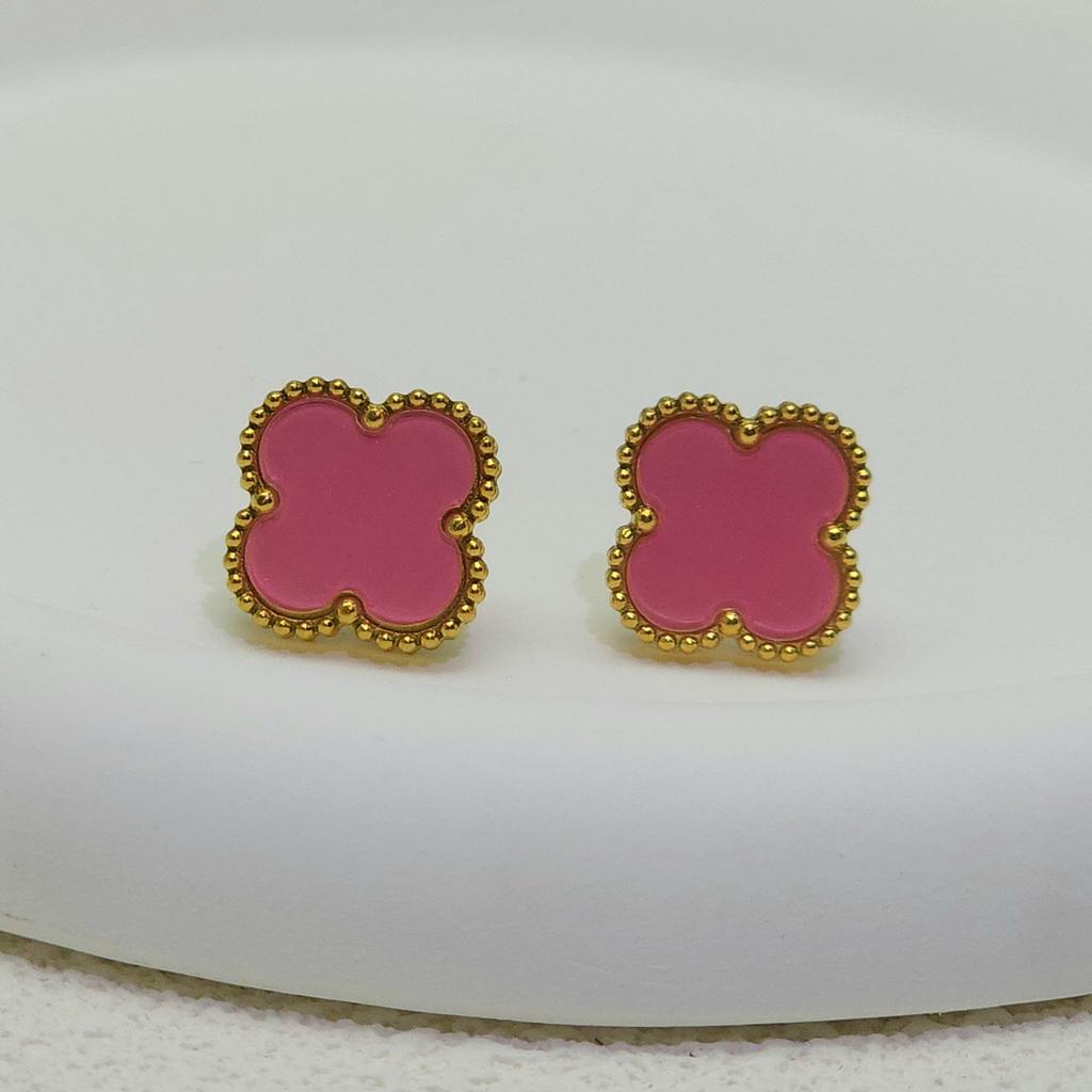 High Quality Titanium Steel Natural Mother-of-pearl Four-leaf Clover Earrings for Women 18K Fashion Premium Earrings