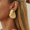 Salircon Fashion Metal Irregular Oval Stud Earrings for Women Exaggerated Gold Color Geometric Earring Party Jewelry Accessories