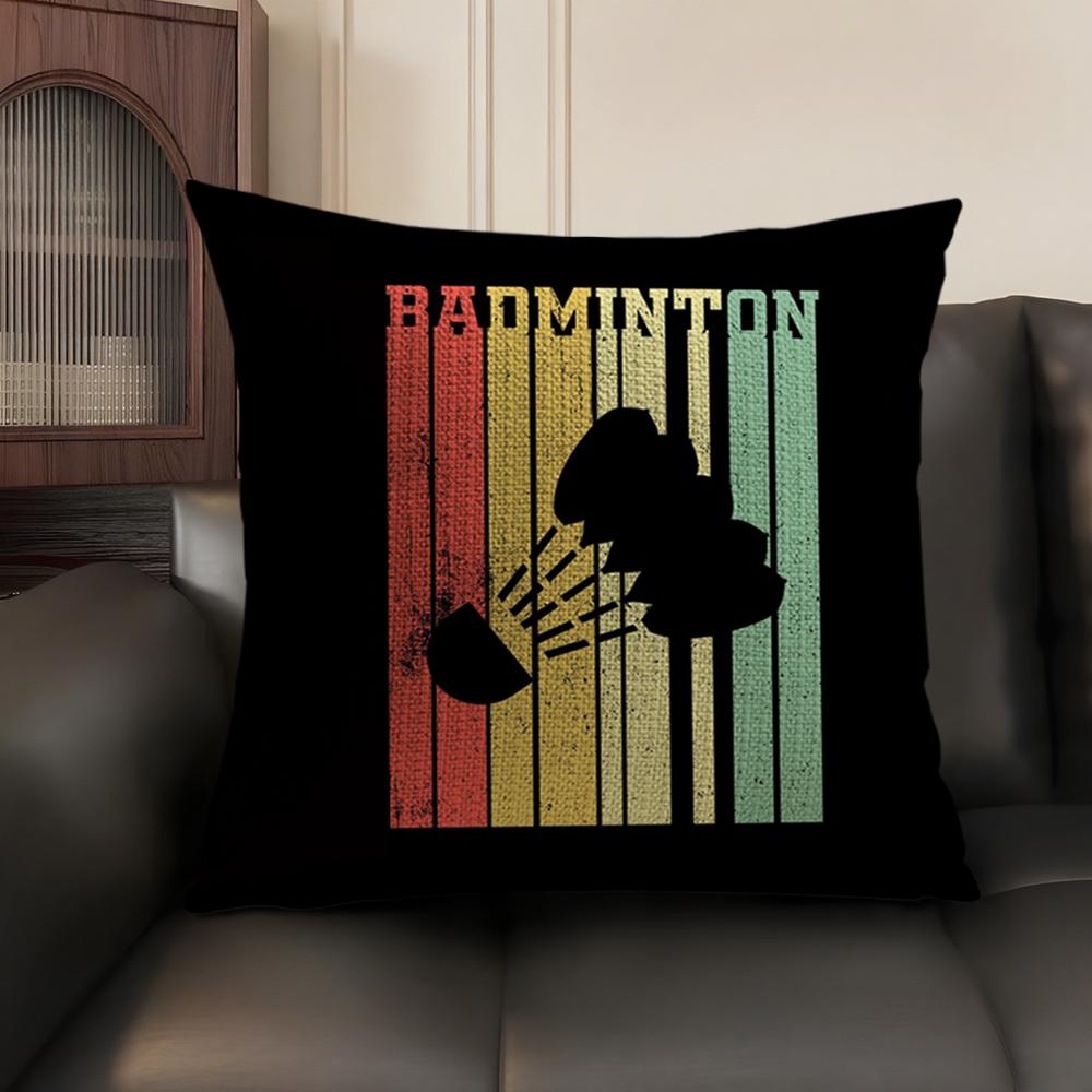 Badminton Sport Cushion Cover Natural Linen Organic Fabric DoubleSided Printing Sofa Home Decor Breathable Environmentally