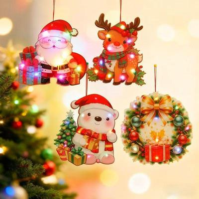 Weihnachtsleuchtende Ornamente: Weihnachtsmann, Rentier, Eisbär, Kranz Türdekorationen