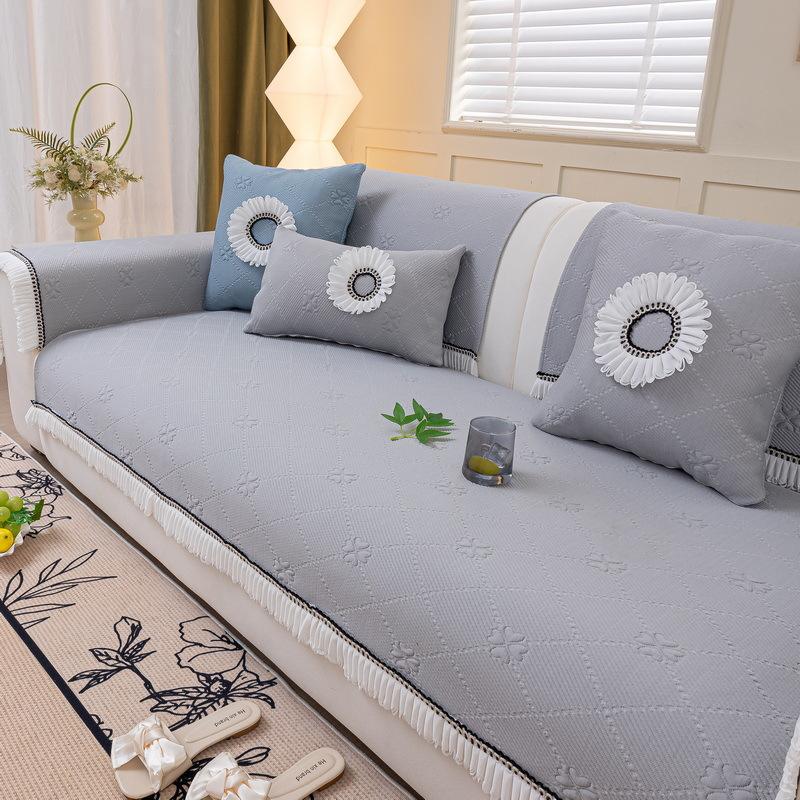Sofa Cushion Summer  New Ice Silk Mat Cushion Universal Non-Slip Seat Cushion Light Luxury High-Grade Leather Sofa Cover