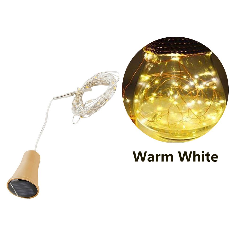 Solar Wine Bottle String Light 2M 20LEDs Copper Wire Fairy Lights Cork Shape Christmas Lamp for Wedding Party Garden Decor