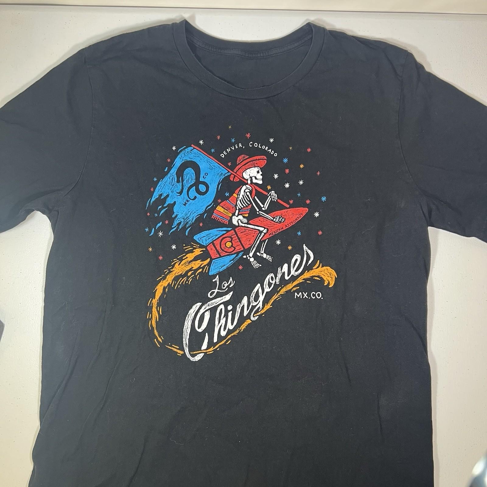 Los Chingones Denver CO Skeleton MX T-Shirt Large Mexican Art Dia De Los Muertos S разноцветный