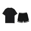 Li Ning Logo Solid Color Round Neck Short Sleeve T-Shirt Mid Waist Five Point Drawstring Shorts Casual Sports Set Unisex Sets AHSSC17-2+YAPV001-1