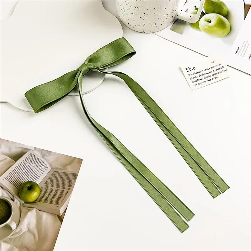 New Solid Color Ribbon Bow Hair Clips for Girls Fashion Korean Sweat Long Tassel Women Barrettes Hairpin Accessories