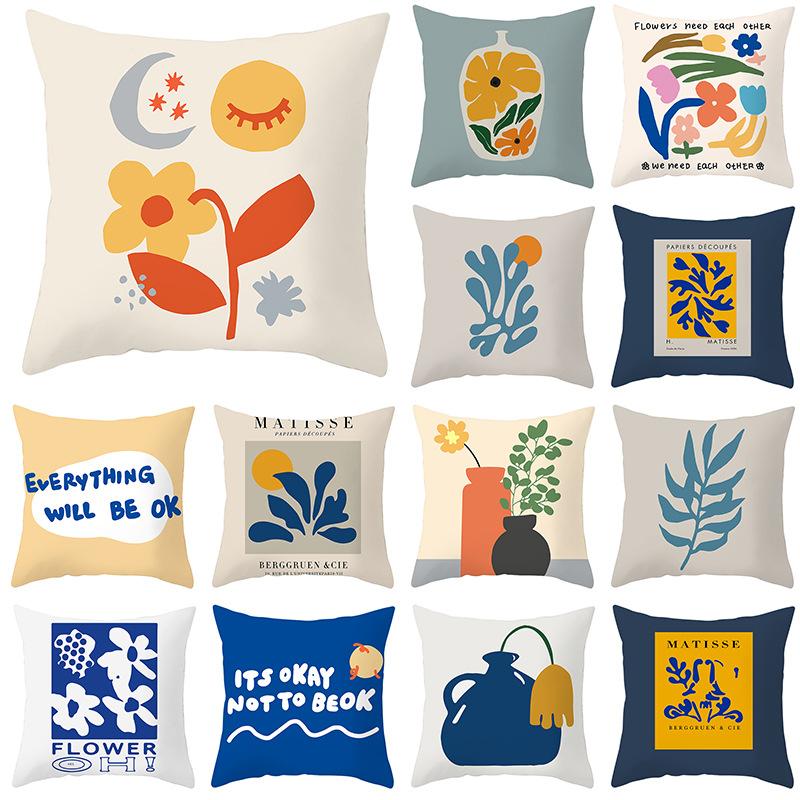 Nordic Style Abstract Flower Geometric Pillowcase Home Sofa Pillow Cushion Cover