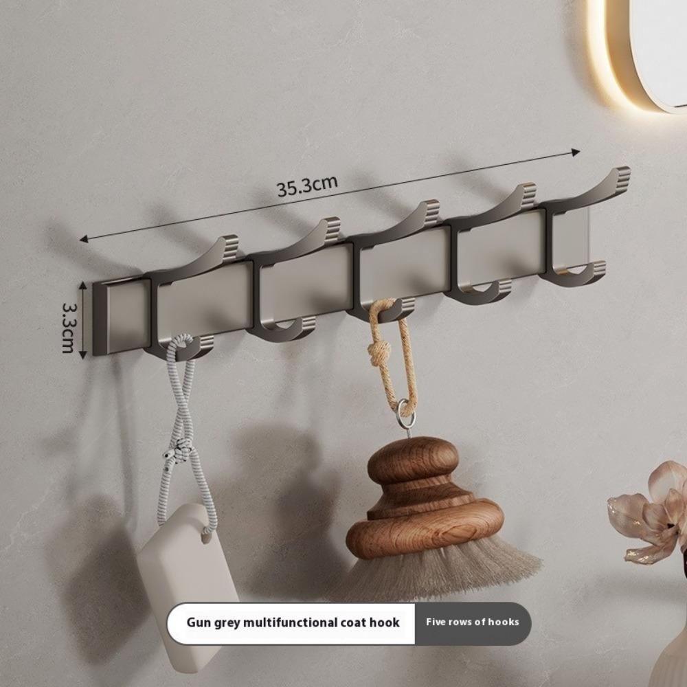 

Gun Ash Towel Rack No Punching Toilet Shelf Storage Rack Bath Towel Rack Toilet Bathroom Rack row hook-5 hook