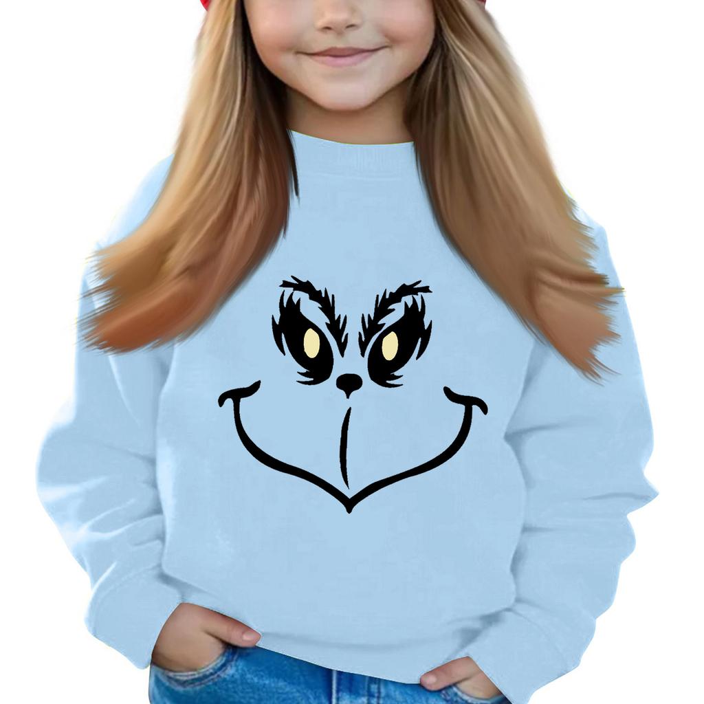 Christmas Day Girls Round Neck Pullovers For Kids Printed Baby Tops