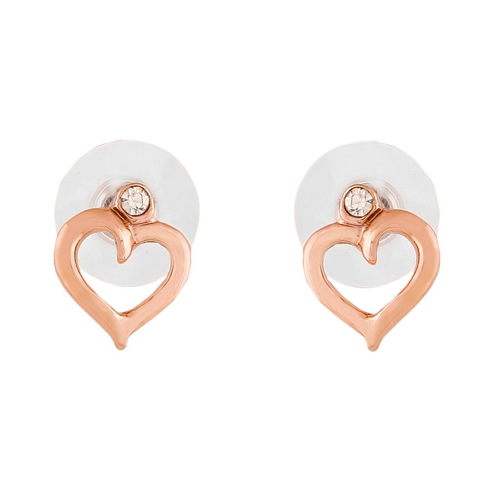 Estele Damen-Ohrstecker in Herzform, Roségold mit österreichischen Kristallen