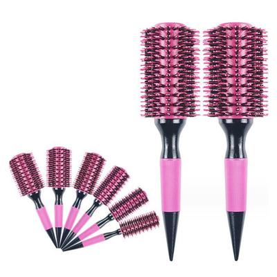 Professional 6 Size Wooden Round Hair Comb Brush With Boar Bristle Mix Nylon Styling Tool Ceramics Rolling Comb Hairdressing