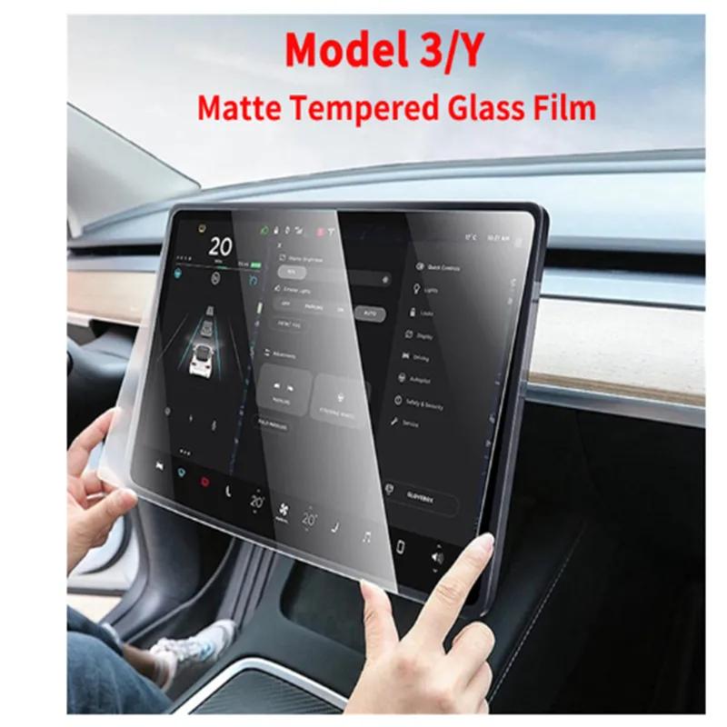 9H Matte Tempered Glass Screen Protector For Tesla Model 3 Y 2023 2022 2021 Center Control Navigation Film Car Modify Accessory