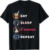 Eat Sleep K-Drama Repeat TV Korean Movie Television Hangul T-Shirt Women Clothing Kawaii Clothes Korean Camisetas