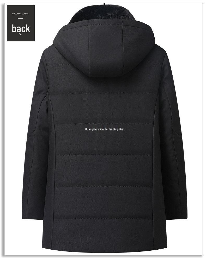 Dad's Winter Outfit: Velvet Thickened Cotton Jacket for Middle-Aged Men, Warm Mid-Length Padded Jacket for 50+