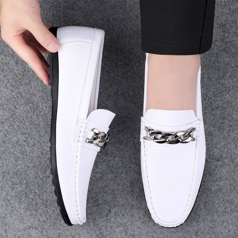 2024 New Summer Fashion Metal Solid Color Mens Loafers Flats Slip-on Lightweight Comfort Shoes Men Casual Driving Shoes Man’s