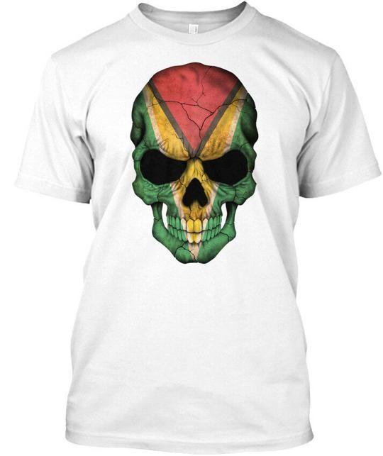 

Guyanese Flag Skull T-Shirt Made in the USA Size S to 5XL 2XL