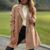 Women's Trench Coat Notch Lapel Double Breasted Mid Long Pea Coat with Pockets Long Sleeve Fall Winter Outwear