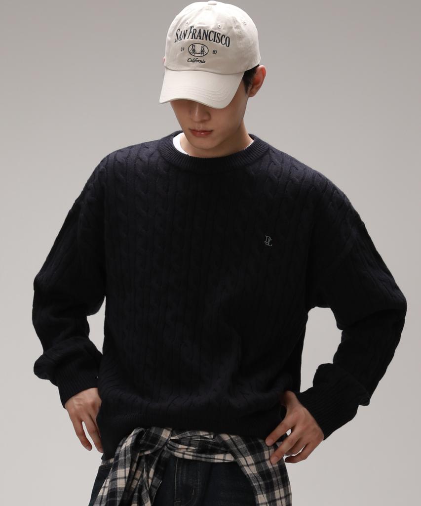 Dibellobeu Soft Round Overfit Cable Knit_Navy