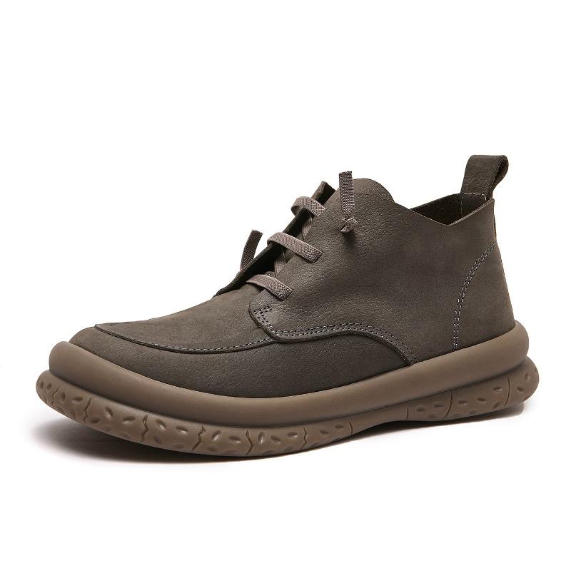 Best-selling Handmade Women's Shoes, Retro Round-toed Flat High-top Lace-up Soft Leather Women's Single Boots