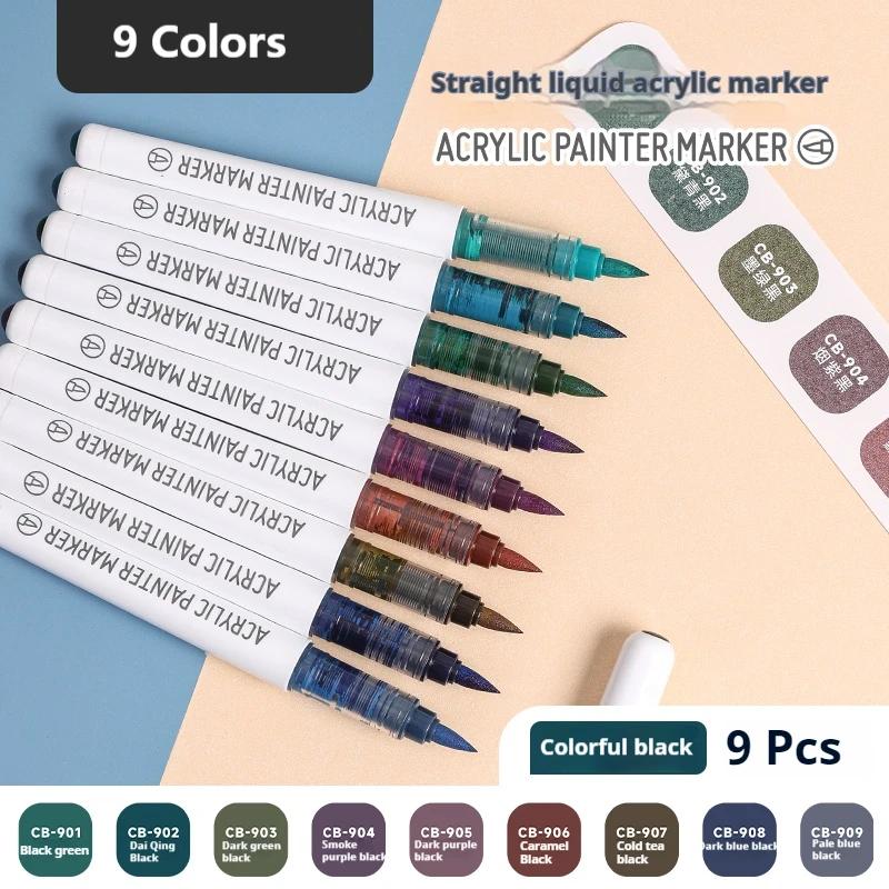 LANGUO 60Colors/box Direct Liquid Acrylic Paint Marker Pens Set Brush Color Marker Pen for DIY Painting Drawing Ceramic Glass