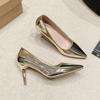 Women's 2024 Autumn Pointed Toe Stiletto Slip-On High Heels, Plus Size 42-43, Elegant Style