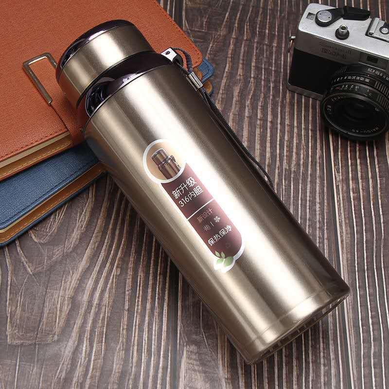 Large Capacity Multi-function Thermos Cup 1000ml Vacuum Flasks Portable Stainless Steel Thermos Cup Water Bottle Travel Tea Mug Office Thermos Cup