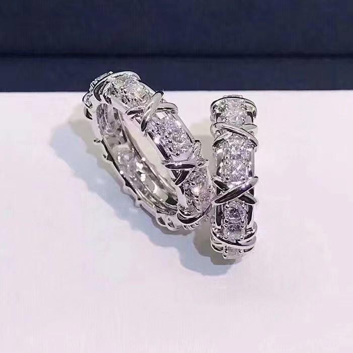 Luxury 925 Sterling Silver Ring Interlaced with Aaa Zircon Crystal Ring for A Woman'S Engagement Jewelry Gift