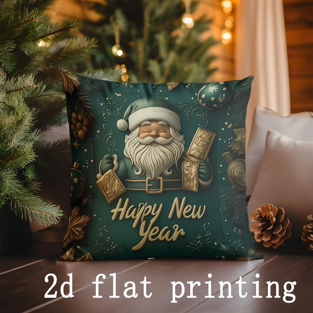 Home Decor Christmas & New Year Themed Decorative Cushions Pattern Cushion Cover Suitable for Sofa Bedroom Car Pillow Cover