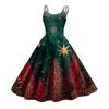 Women's Fashion Christmas Printed Sexy Strapless Gothic Cocktail Dress Punk, Vintage Dress.