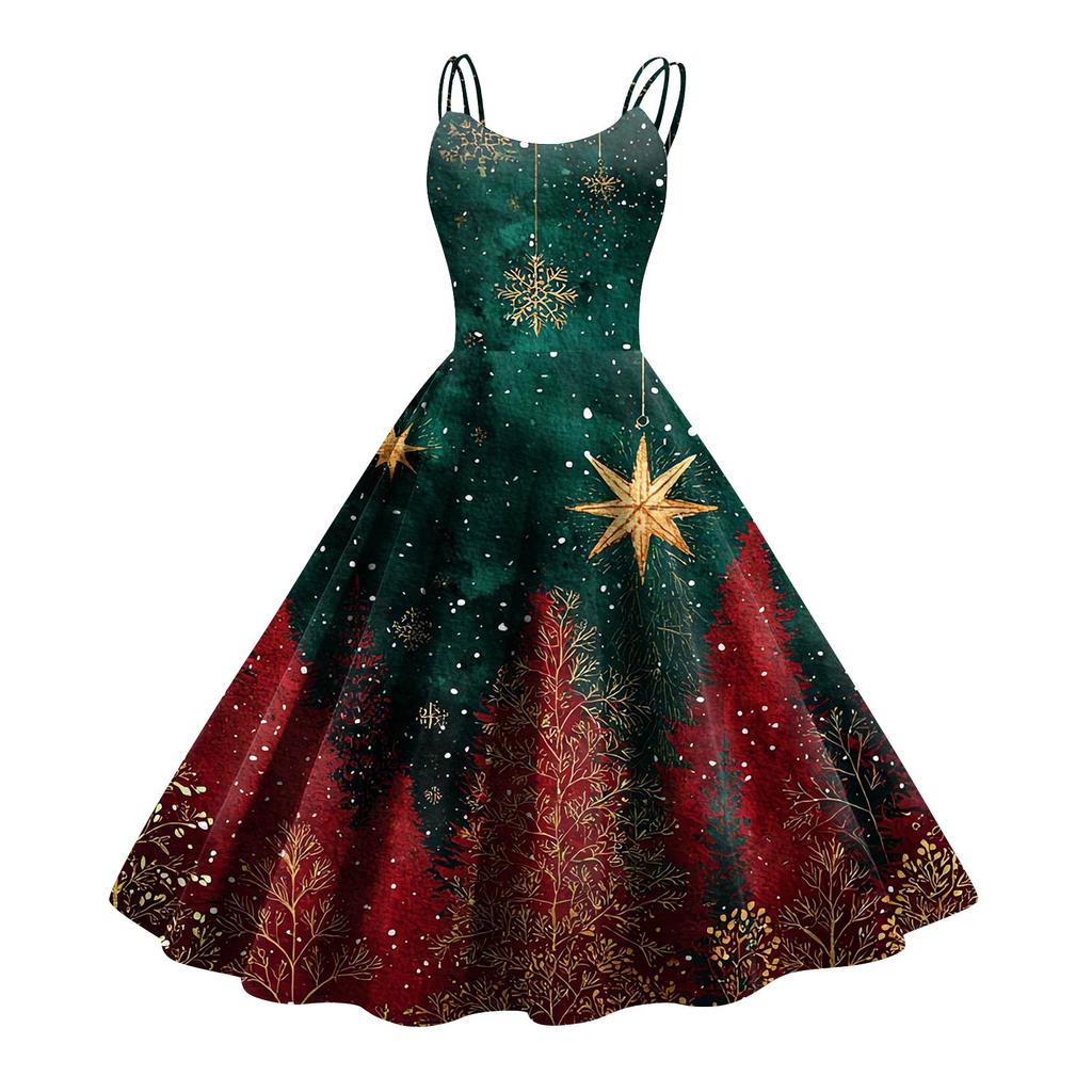 Women's Fashion Christmas Printed Sexy Strapless Gothic Cocktail Dress Punk, Vintage Dress.