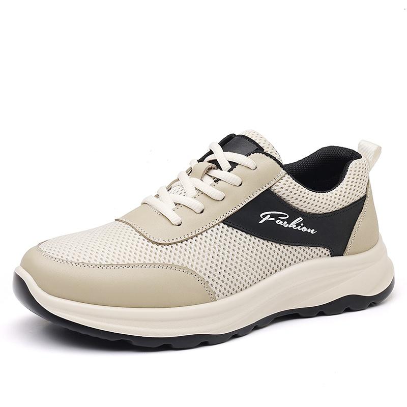 Men Genuine Leather Hollow Casual Shoes Breathable Soft Sole Loafers Lightweight Outdoor Walking Shoes Sizes 39-44 Daily Comfort 39