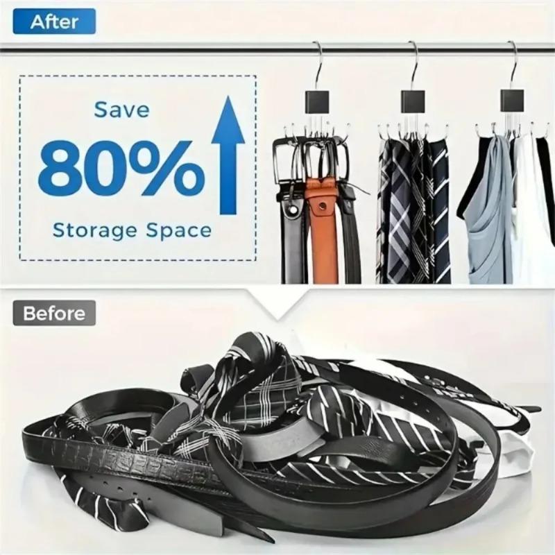 360° Rotating Storage Hanger Hook Multi-Claw Bag Metal Belts Rack Wooden Organizer For Bras Ties Scarves Household Closet