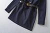 Women's Denim Belted Shirt Dress - Retro Lapel, Waist-Cinching, Hip-Hugging Short Skirt for Autumn/Winter