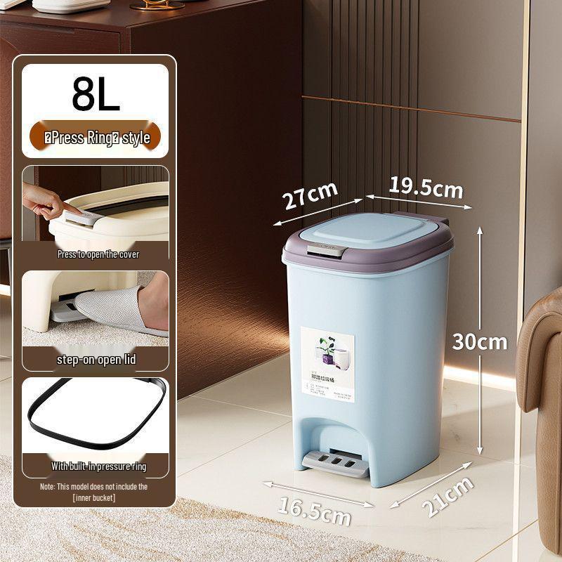 Large Odor-Proof Foot Pedal Trash Can with Lid for Home: Double Opening for Bedroom, Living Room, Kitchen, Bathroom, and Toilet.