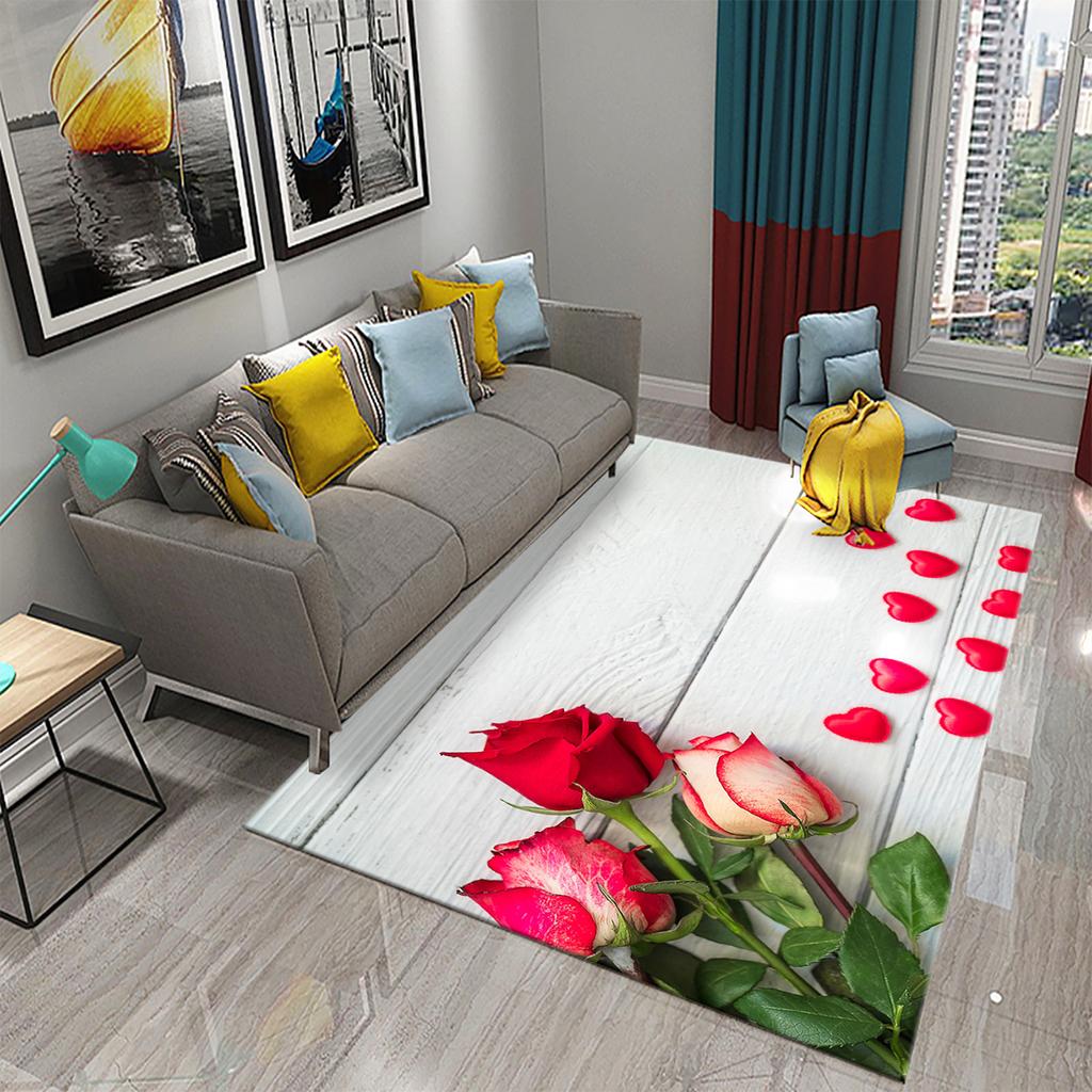 3D Rose Flower Carpet for Living Room Large Area Rug Bedroom Decor Mat Hallway Doormat Entrance Mat Decor Bathroom Non-slip Rugs