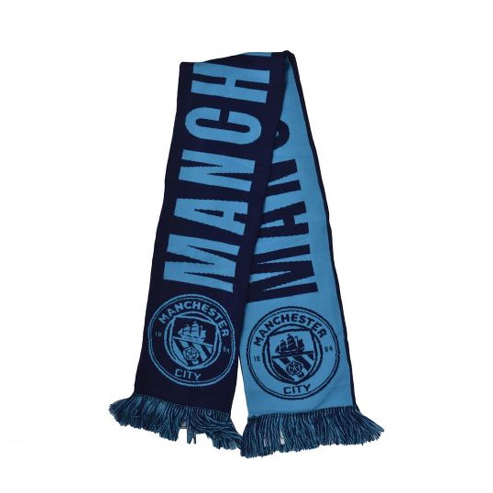 Manchester City FC Wordmark Reverse Jacquard Knitted Scarf