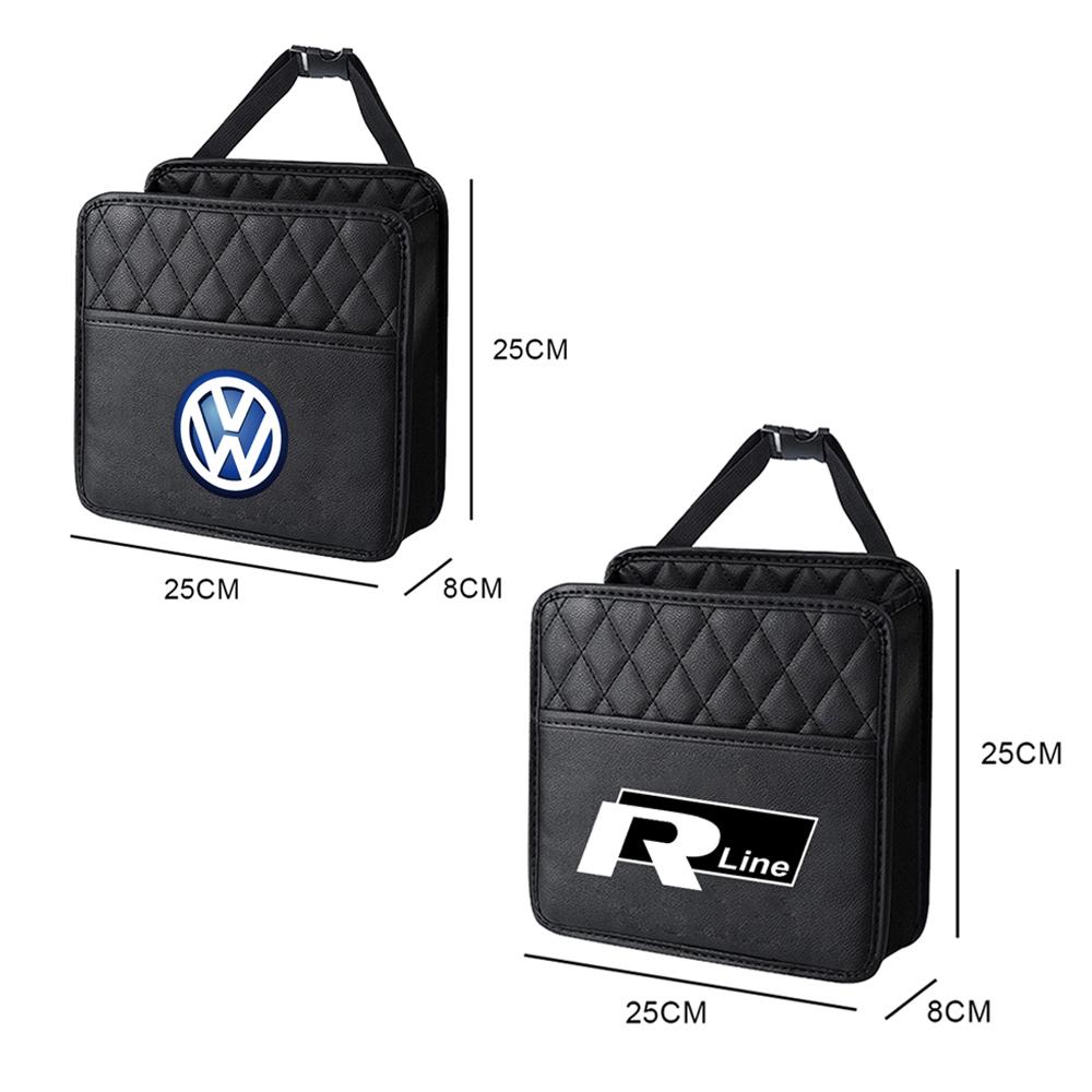 T30Multi-functional Car Seat Back Storage Box PU Leather Hanging Bag Valve Cap For Volkswagen B6 Golf 6 Motion MK4 Jetta Bora Polo