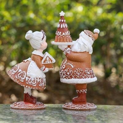 Kerstversiering Hars Kerstman met peperkoekhuisje Creëer sfeer Tafeldecoraties voor Kerstmis