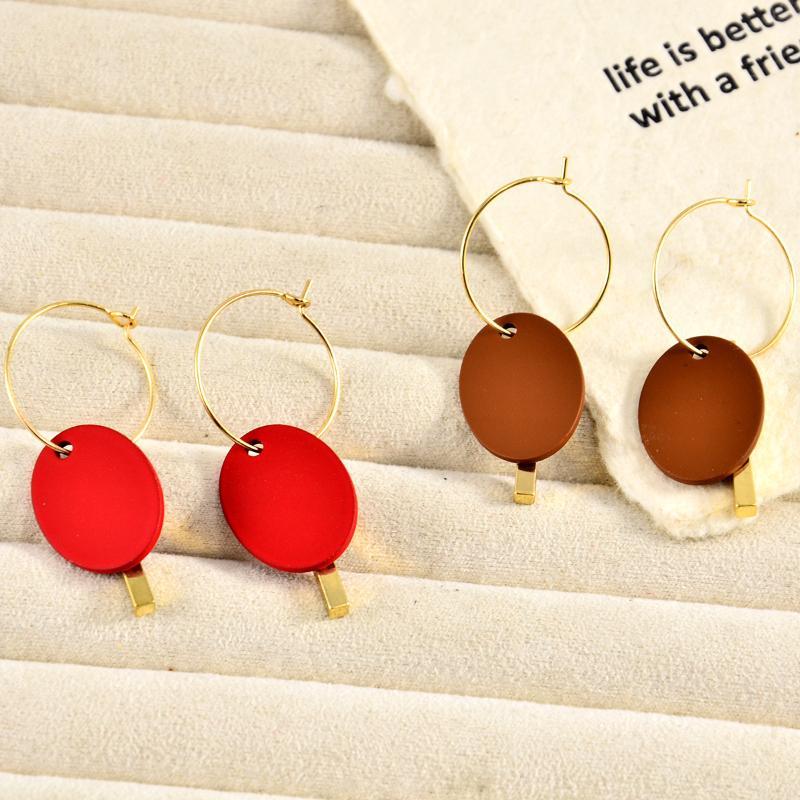 Trendy Charm Alloy Mom Earrings Round Splice Long Strip Design Elegant Jewelry for Mother Daily Work Wear
