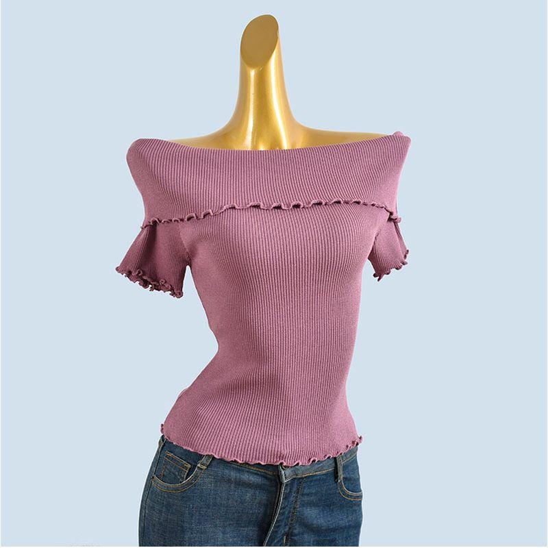 Summer 2025 New Arrival Korean Style Sweet Ruffled off-Shoulder Knitwear Women's Silm Two-Way Wear Tube Top Tops
