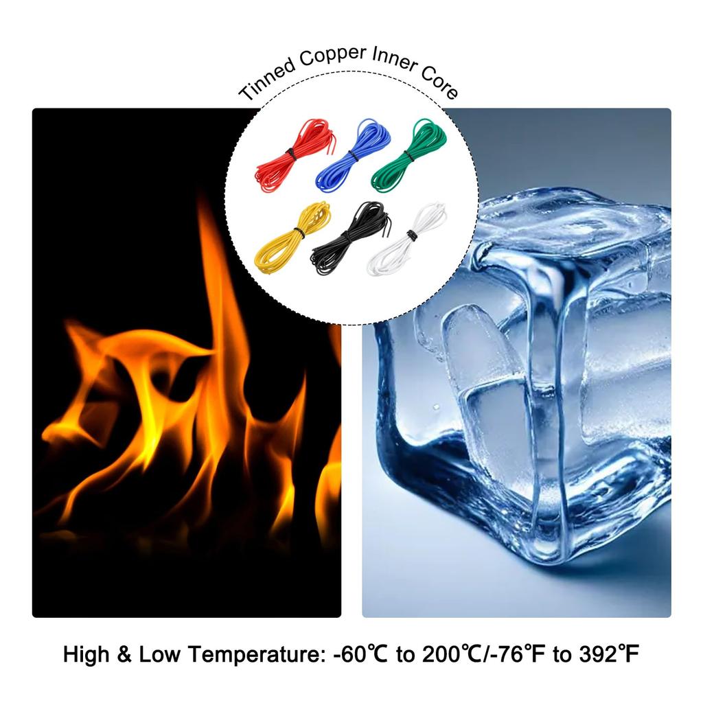 uxcell 24 Gauge Wire Silicone Wire 24AWG Electric Wire Stranded Tinned Copper Wire High