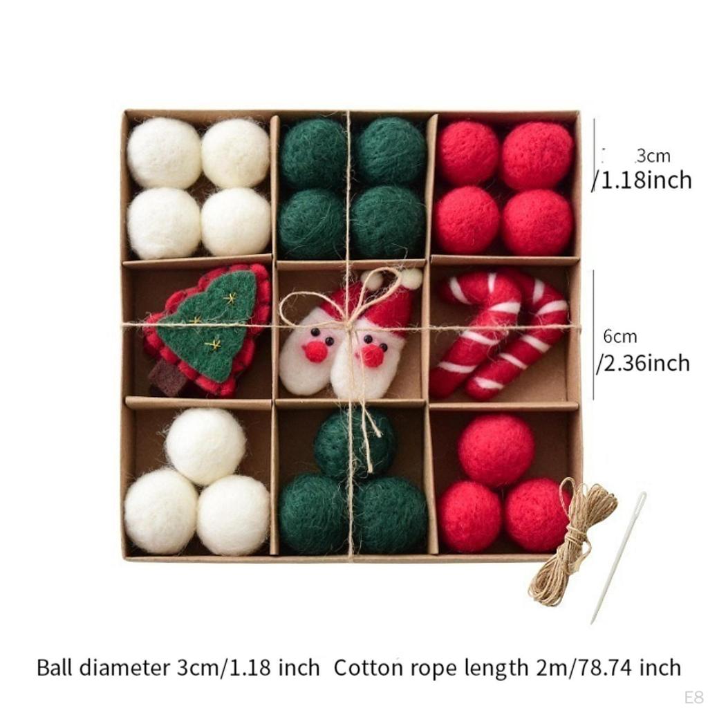 DIY Weihnachten Filz Ball Girlande Set Dekoration süße hängende Ornamente für den Innenbereich