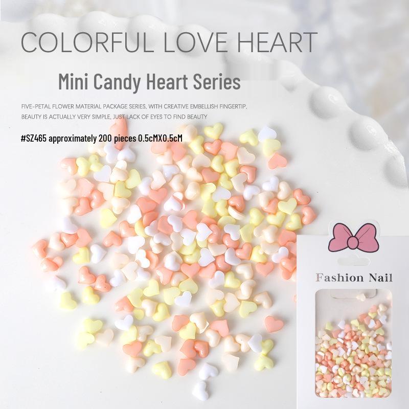Macaron Candy 3D Heart Resin Nail Art Charms – 200 Pieces