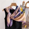 Soft Color Leaf Shadow Simulation Silk Printing Large Square Scarf Silk Scarf 90 Shawl Head Scarf Neck Protection Scarf Decorative Scarf